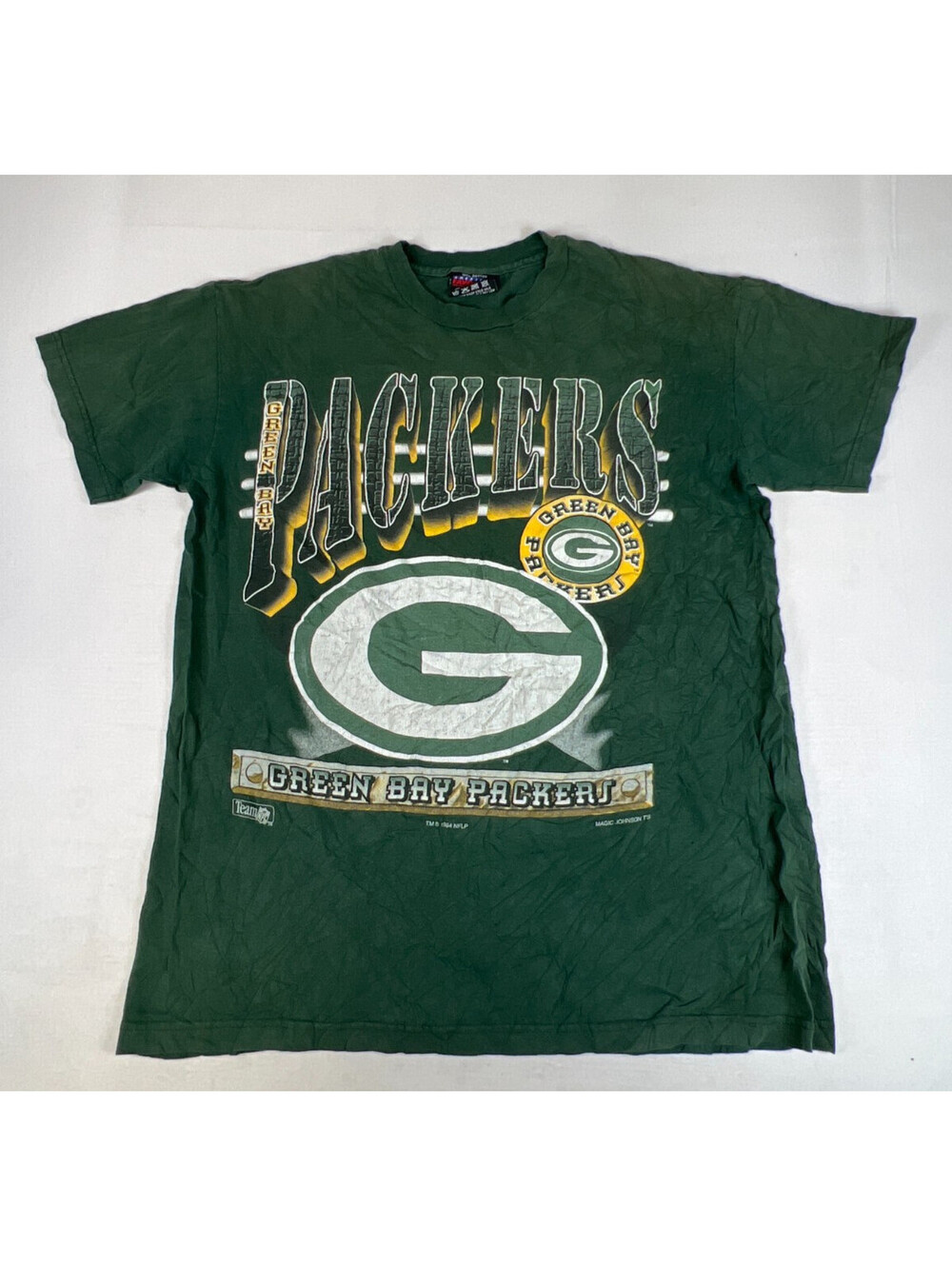 Magic Johnson T's Green Bay Packers Men L Green T-Shirt MADE IN U.S.A. Vintage